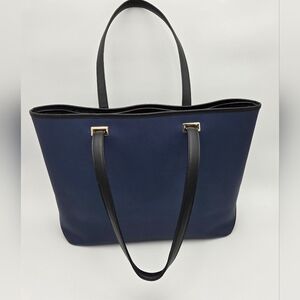 Lo & Sons- Seville Blue Saffiano Tote/laptop Black Straps/Gold Hardware
